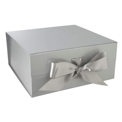 metal box with ribbon|Large Silver Collapsible Ribbon Box by Celebrate It®.